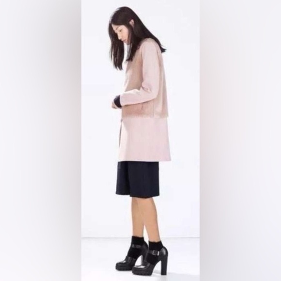 Zara Faux Fur Peacoat XS Light Pink - Picture 3 of 12